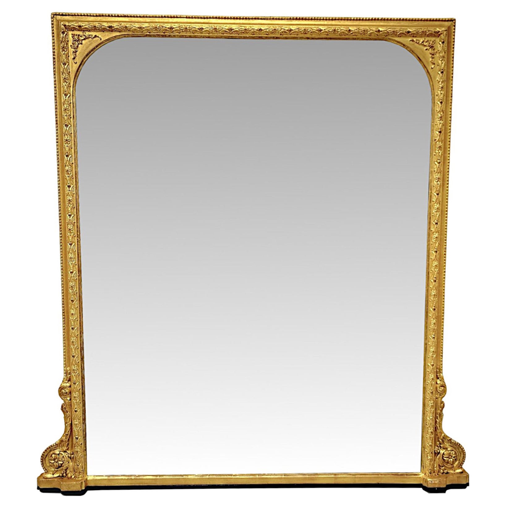Siglo XIX Grande  Espejo Sobremantel Giltwood