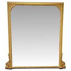 Siglo XIX Grande  Espejo Sobremantel Giltwood