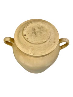 19th Century Large Glazed Terracotta Confit Pot with Lid and Handles