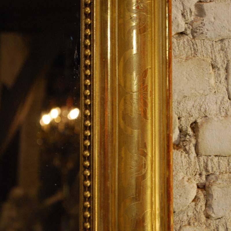 19th Century Large antique French gold leaf gilded Louis Philippe mirror