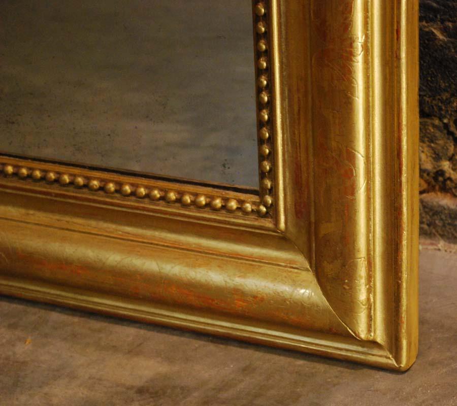 Gesso Large antique French gold leaf gilded Louis Philippe mirror