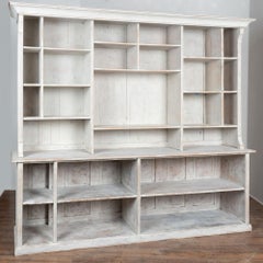 19th Century Large Gray Painted Pine Bookcase Display Cabinet from Denmark