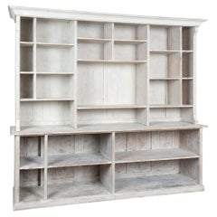 19th Century Large Gray Painted Pine Bookcase Display Cabinet from Denmark