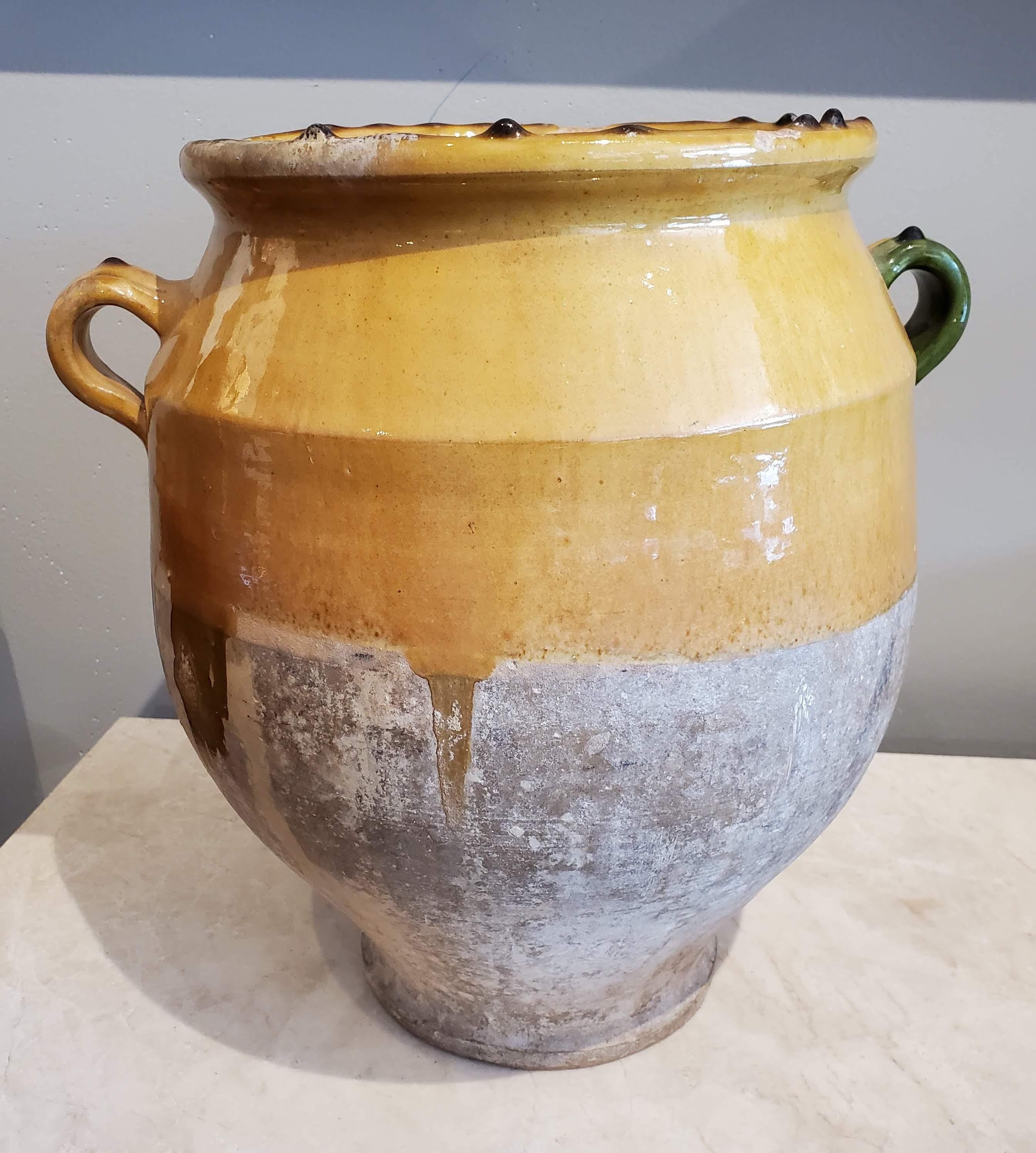 19th Century Large Green Glazed Terracotta “Confit” Pot In Good Condition In Middleburg, VA
