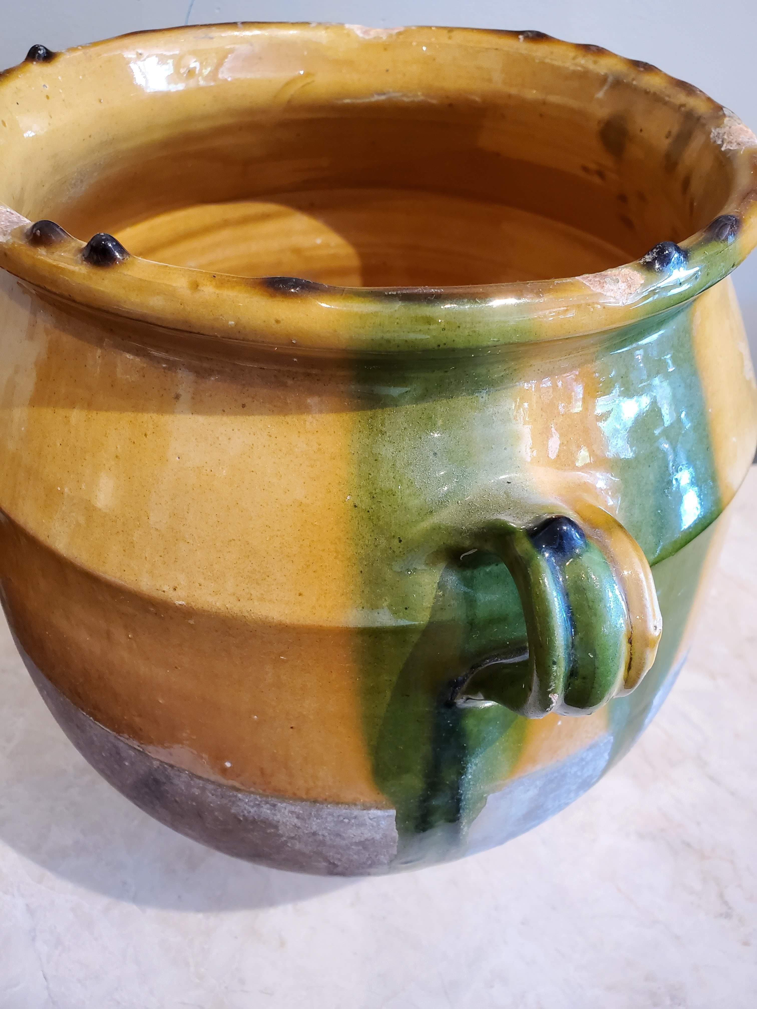 19th Century Large Green Glazed Terracotta “Confit” Pot 2