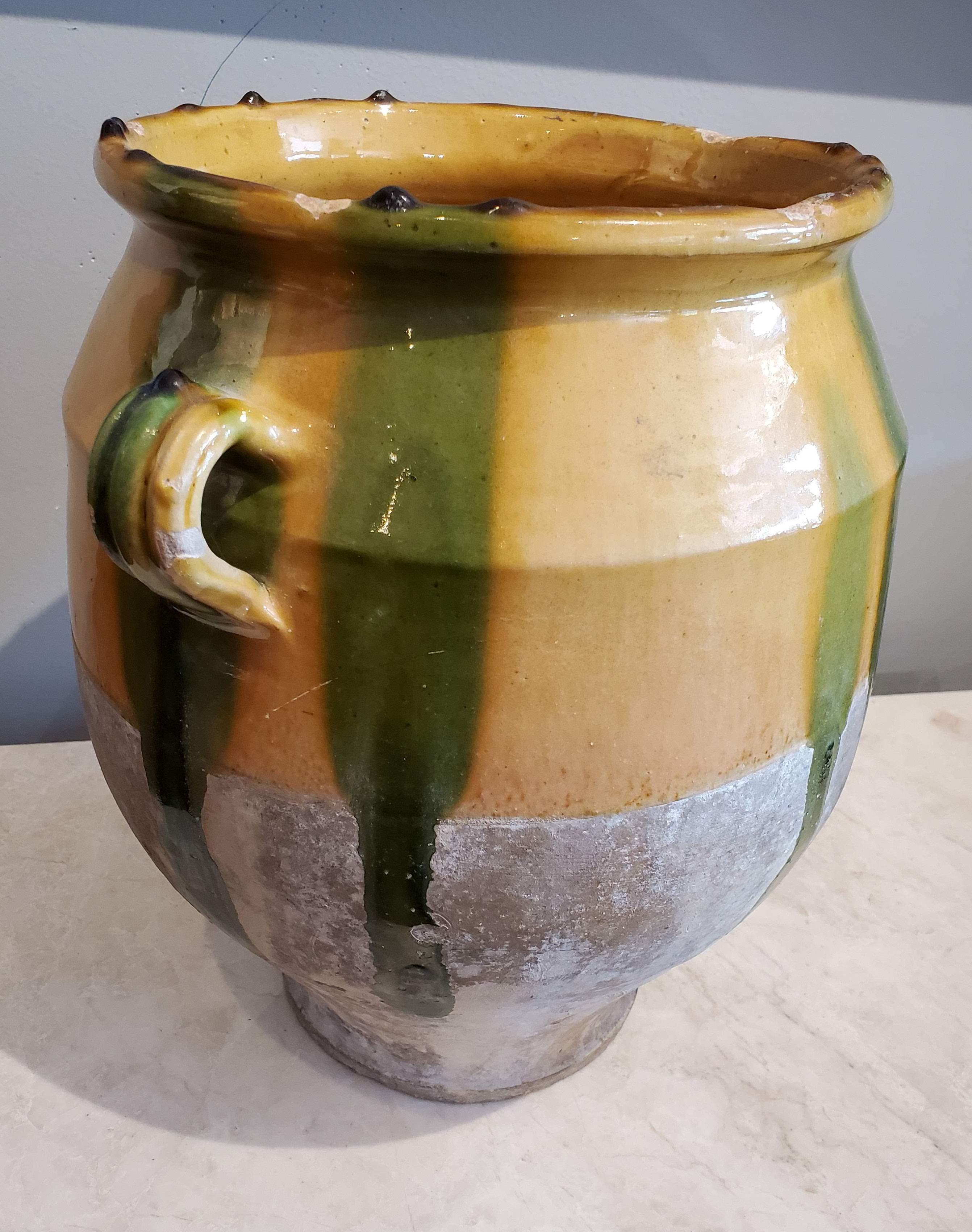 19th Century Large Green Glazed Terracotta “Confit” Pot 3