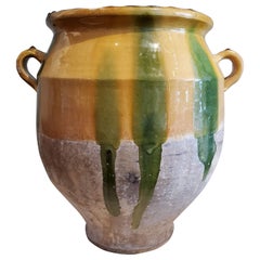 19th Century Large Green Glazed Terra Cotta “Confit” Pot