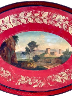 19th Century Large Hand-Painted and Gilded Tole Tray