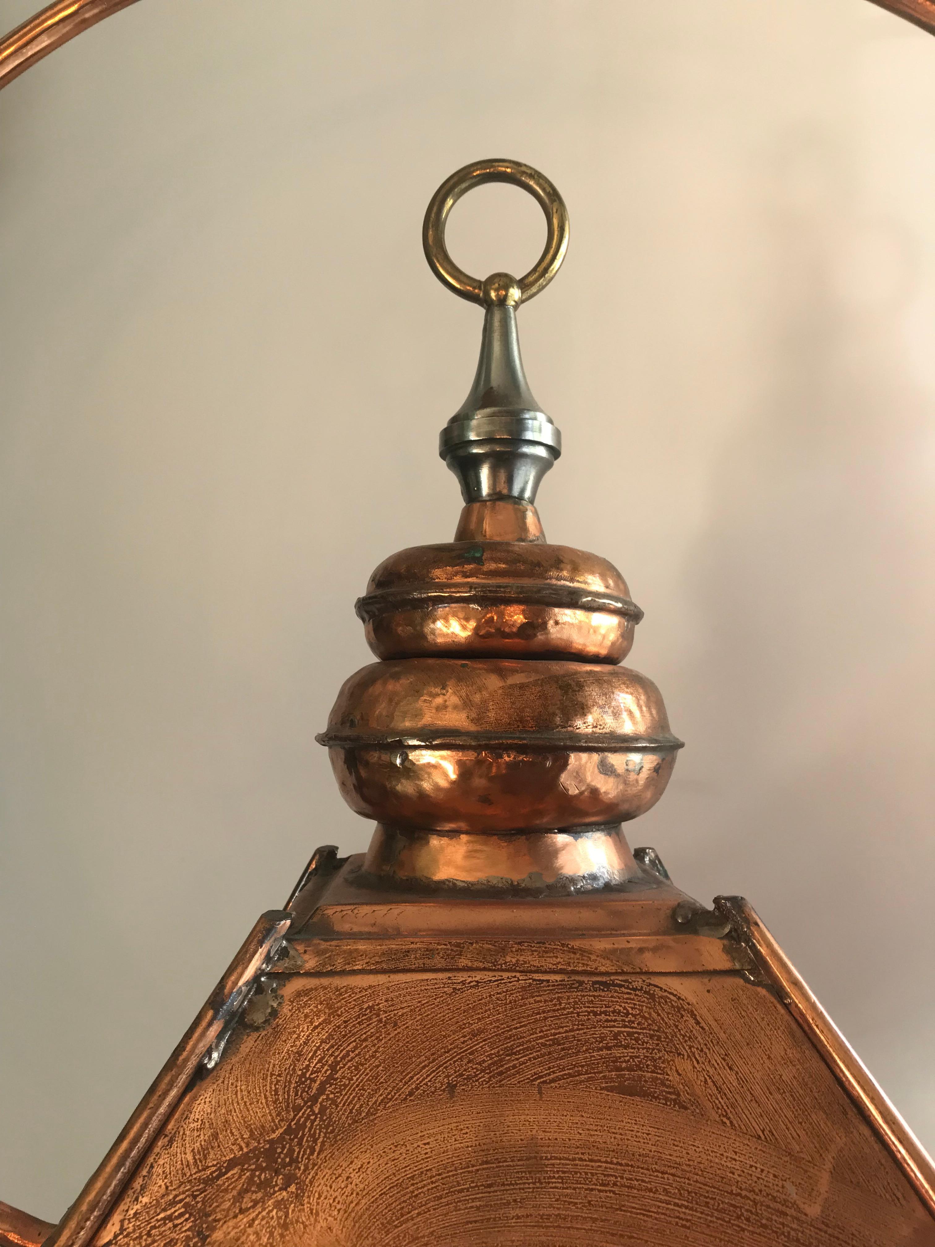 Hand-Crafted Large Hanging Copper Lantern ceiling light bracket antique style los angeles LA