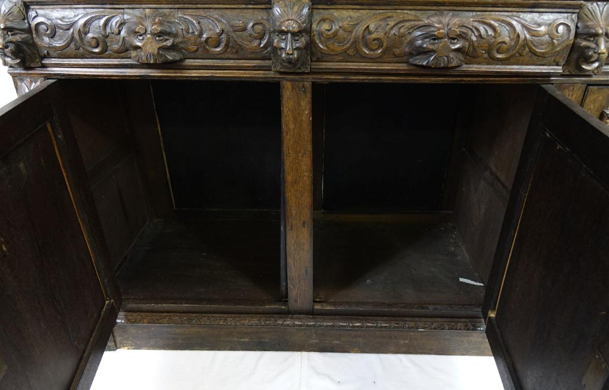 19th Century Large Heavily Carved Gothic Revival Sideboard For Sale 5
