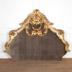 19th Century Large Italian Giltwood Upholstered Headboard