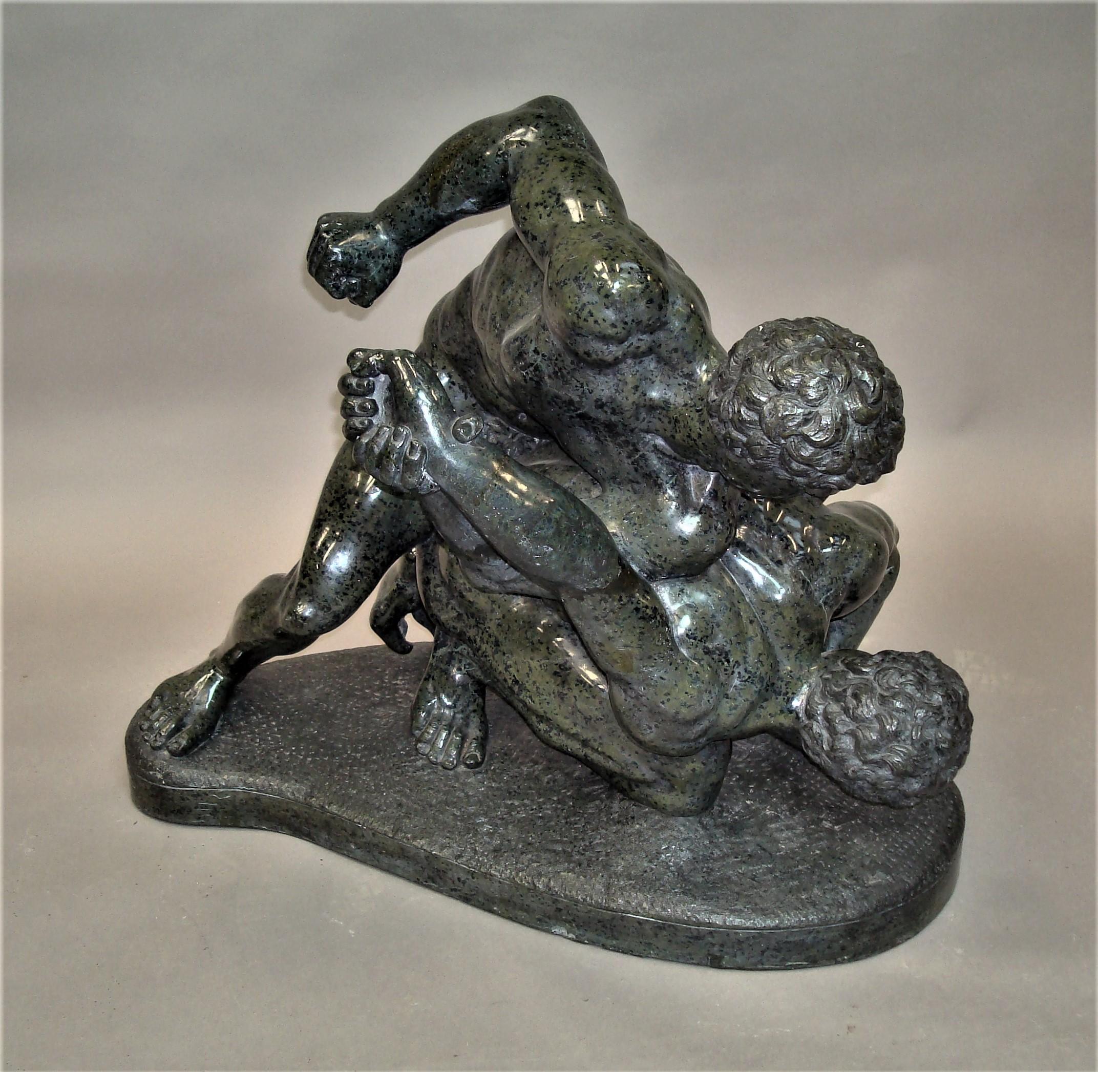 Classical Roman 19th Century Large Italian Marble Sculpture of the Uffizi Wrestlers