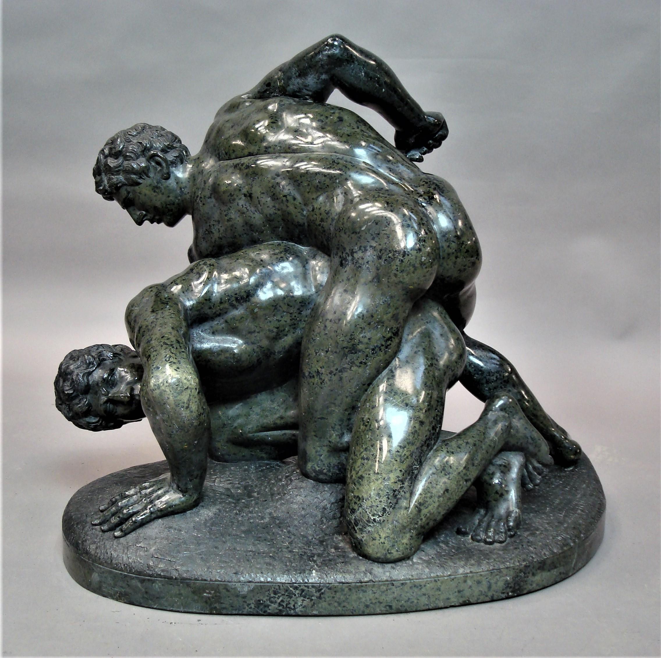 Polished 19th Century Large Italian Marble Sculpture of the Uffizi Wrestlers