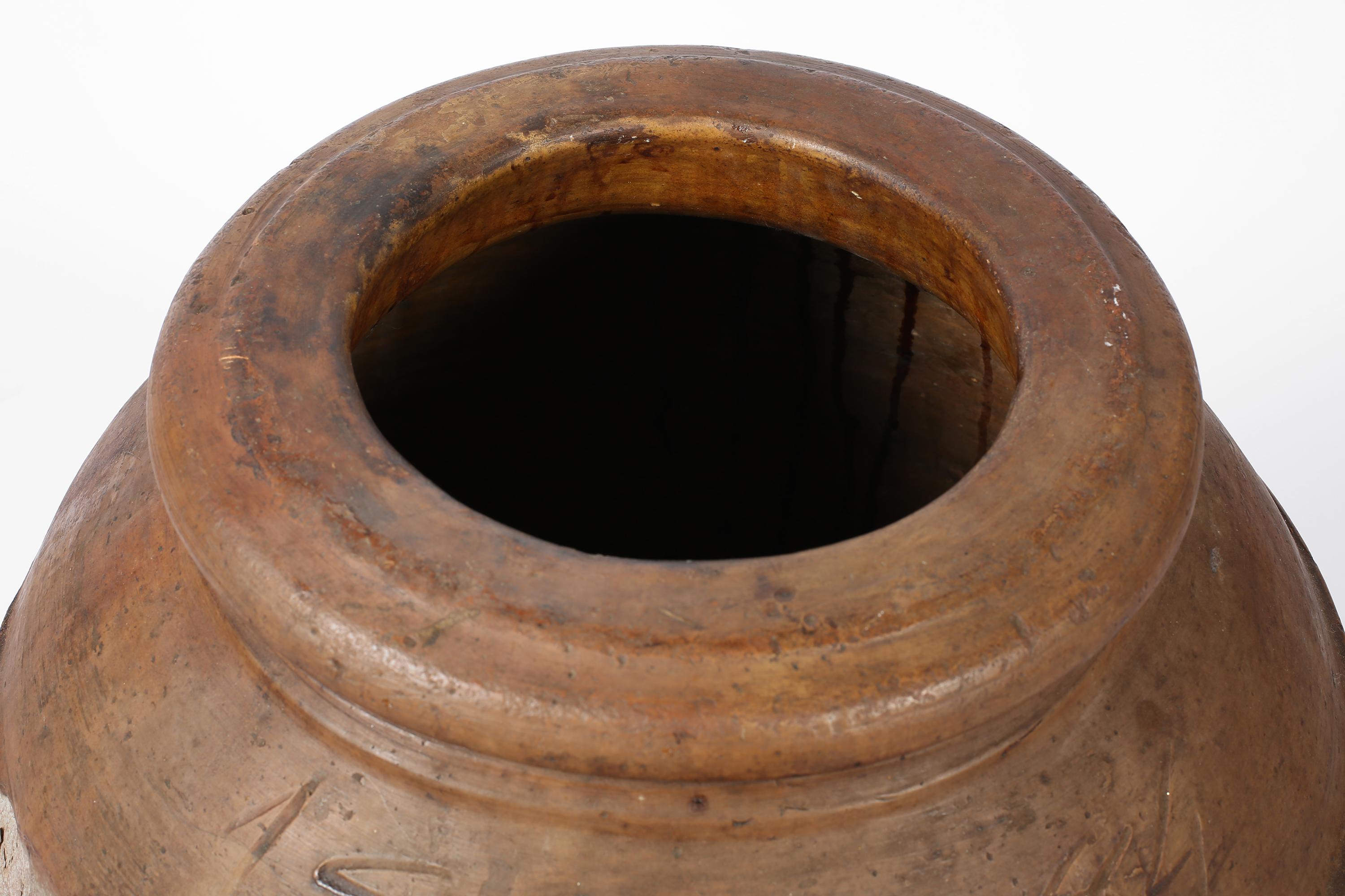 Gran jarra de terracota toscana italiana Wabi Sabi del siglo XIX en Desgastado estado para la venta en London, GB