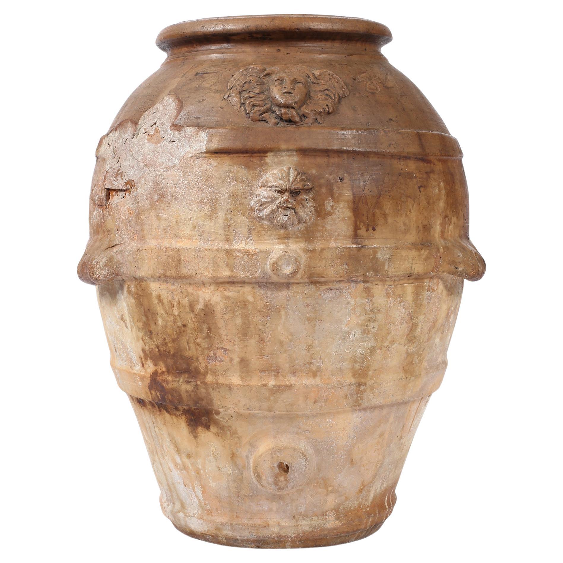Grande vaso in terracotta Wabi Sabi italiano del XIX secolo