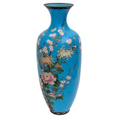 Antique 19th Century Large Japan Vase "Cloisonne" With Floral Decoration, Meiji Period