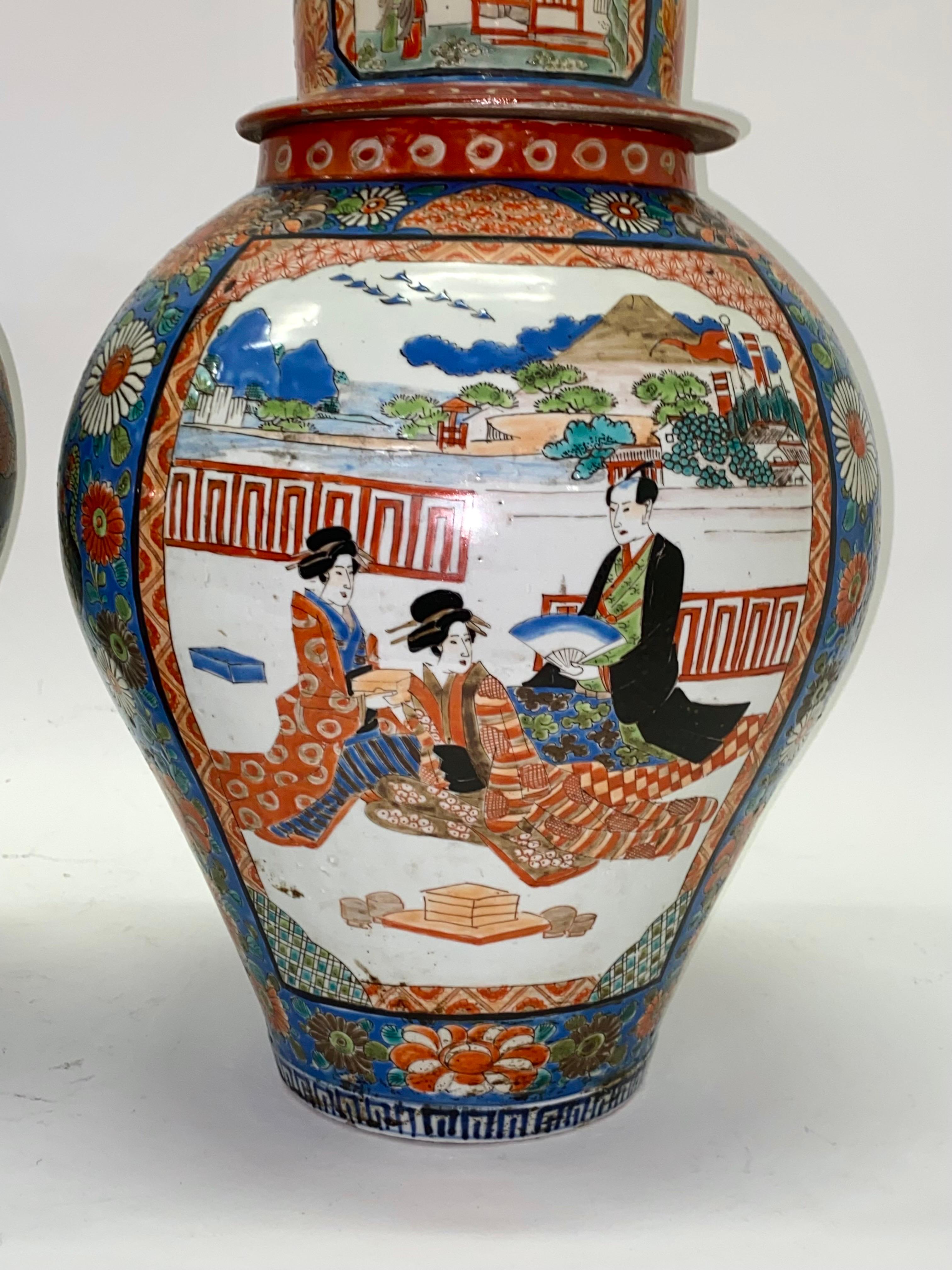 Milieu du XIXe siècle Grands pots  gingembre japonais Imari du 19me sicle en vente