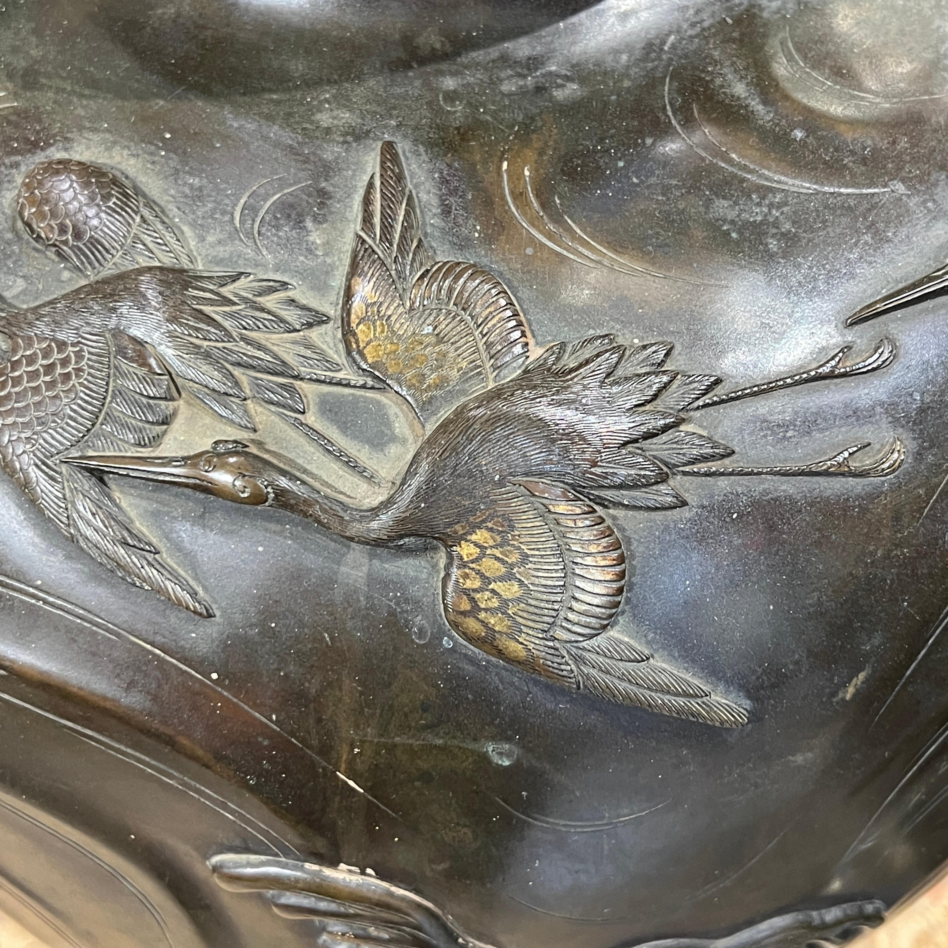 Große japanische Bronzevase aus der Meiji-Periode des 19. Jahrhunderts  8