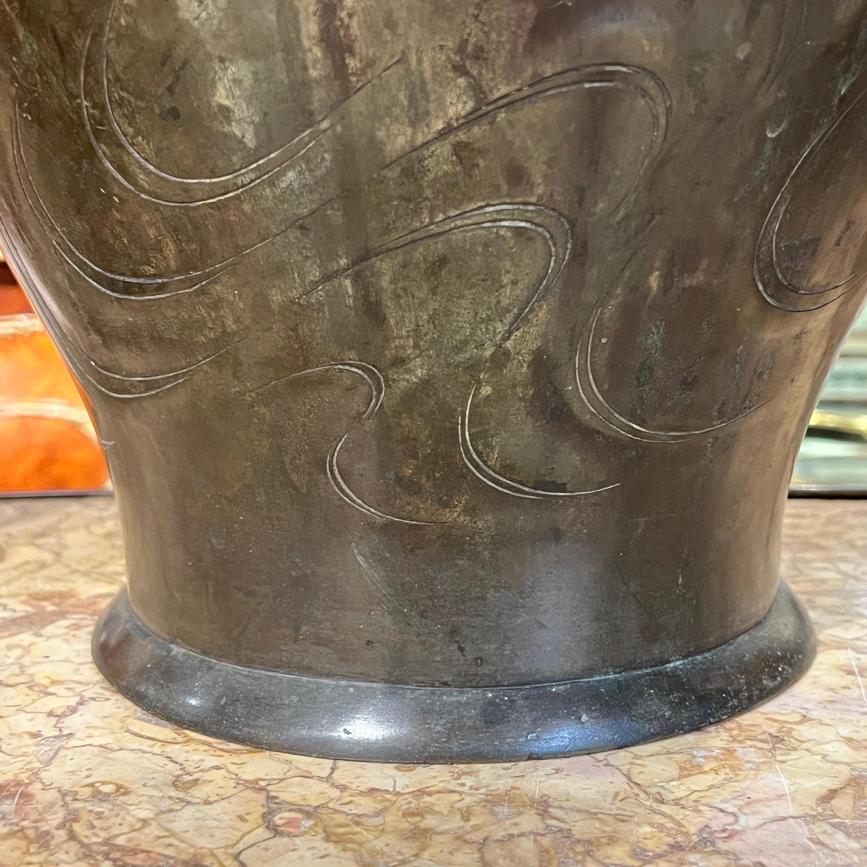 19th Century Large Japanese Meiji Period Bronze Vase  13