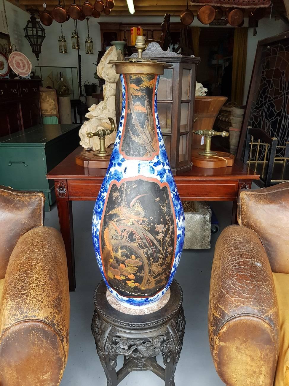 19th Century Large Japanese Porcelain Lamp Vase 2