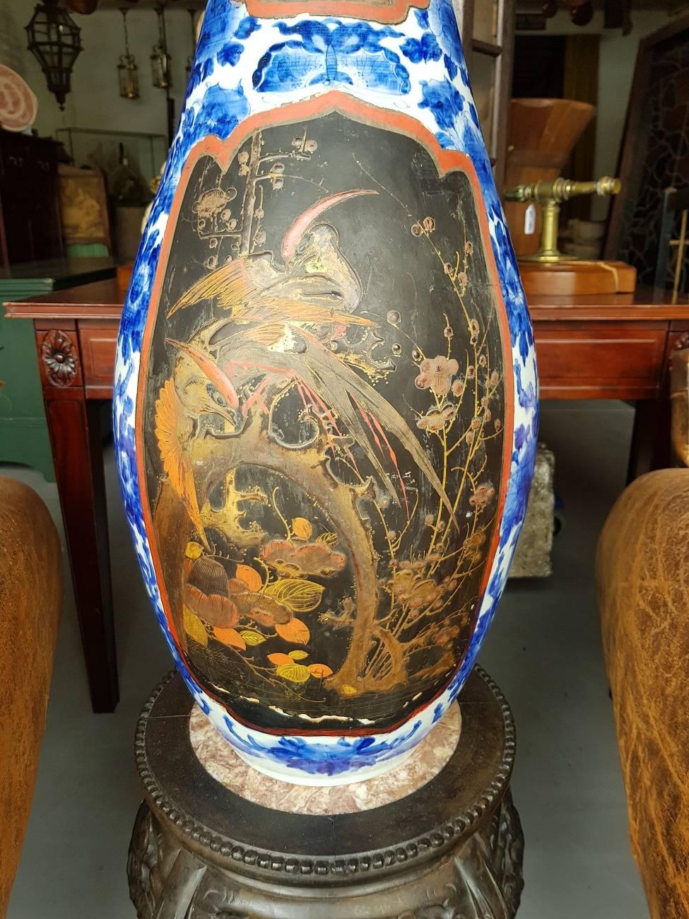 19th Century Large Japanese Porcelain Lamp Vase 3