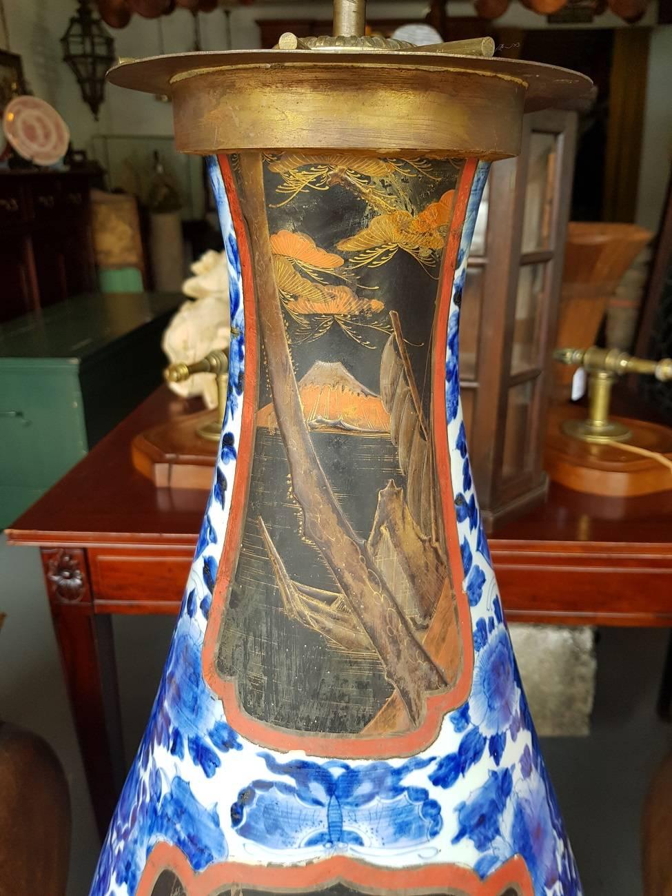 19th Century Large Japanese Porcelain Lamp Vase 4