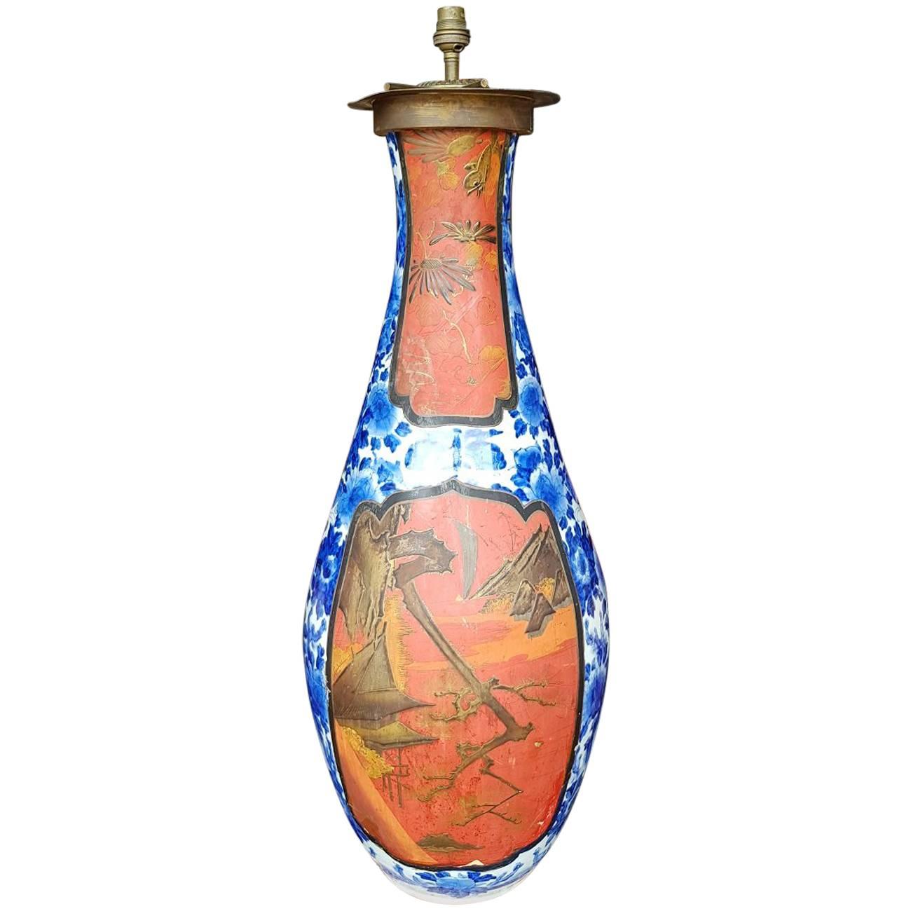 19th Century Large Japanese Porcelain Lamp Vase