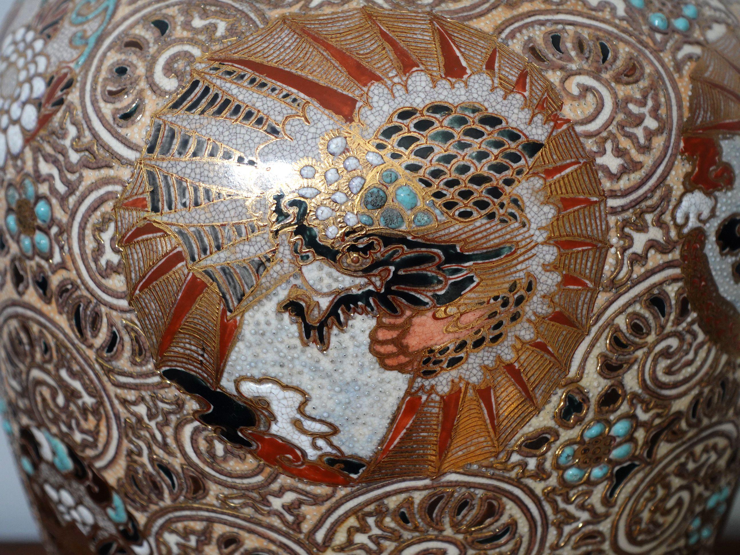 Grande vaso giapponese Satsuma del XIX secolo, Ric.048 in vendita 4