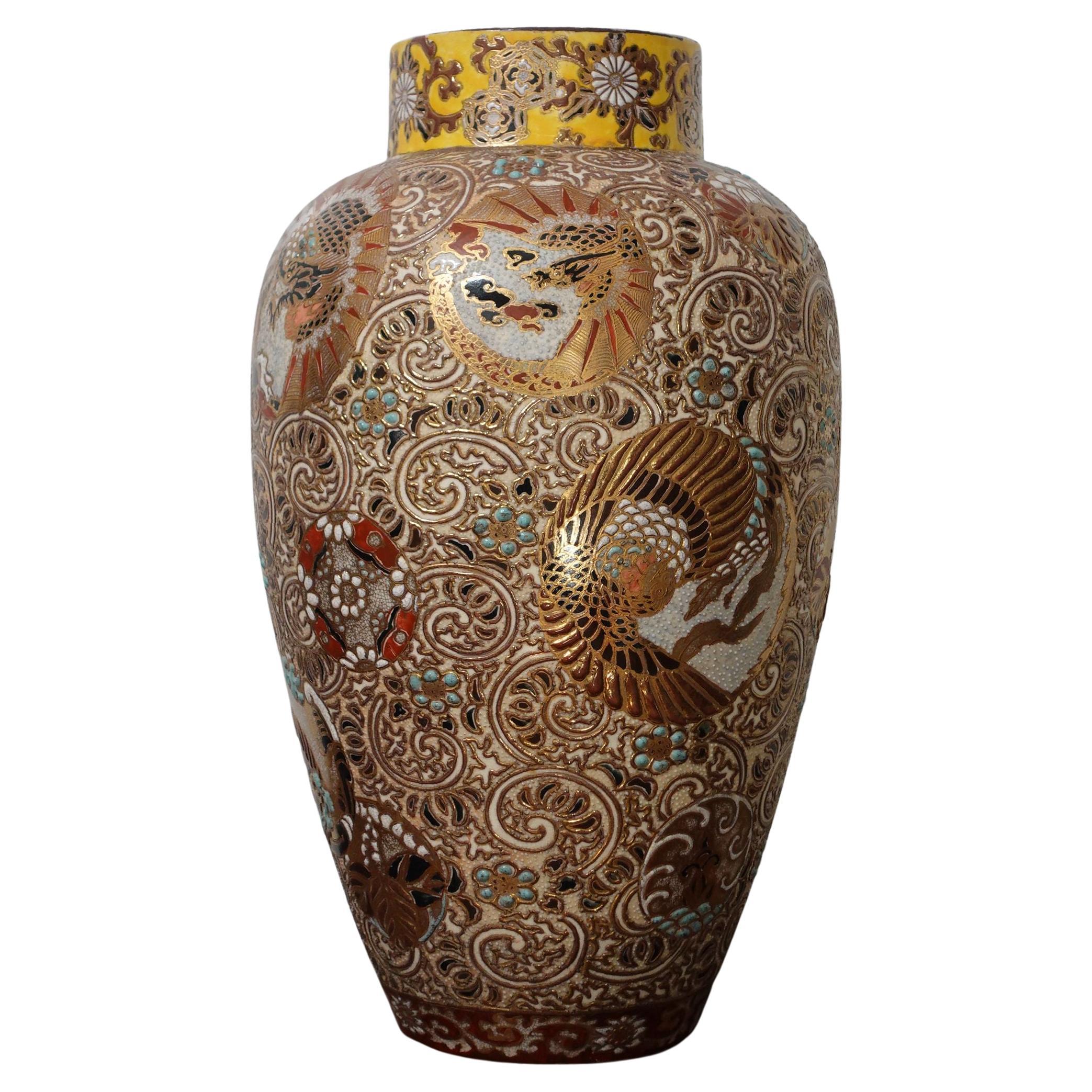 Große japanische Satsuma-Vase aus dem 19. Jahrhundert, Ric.048 im Angebot