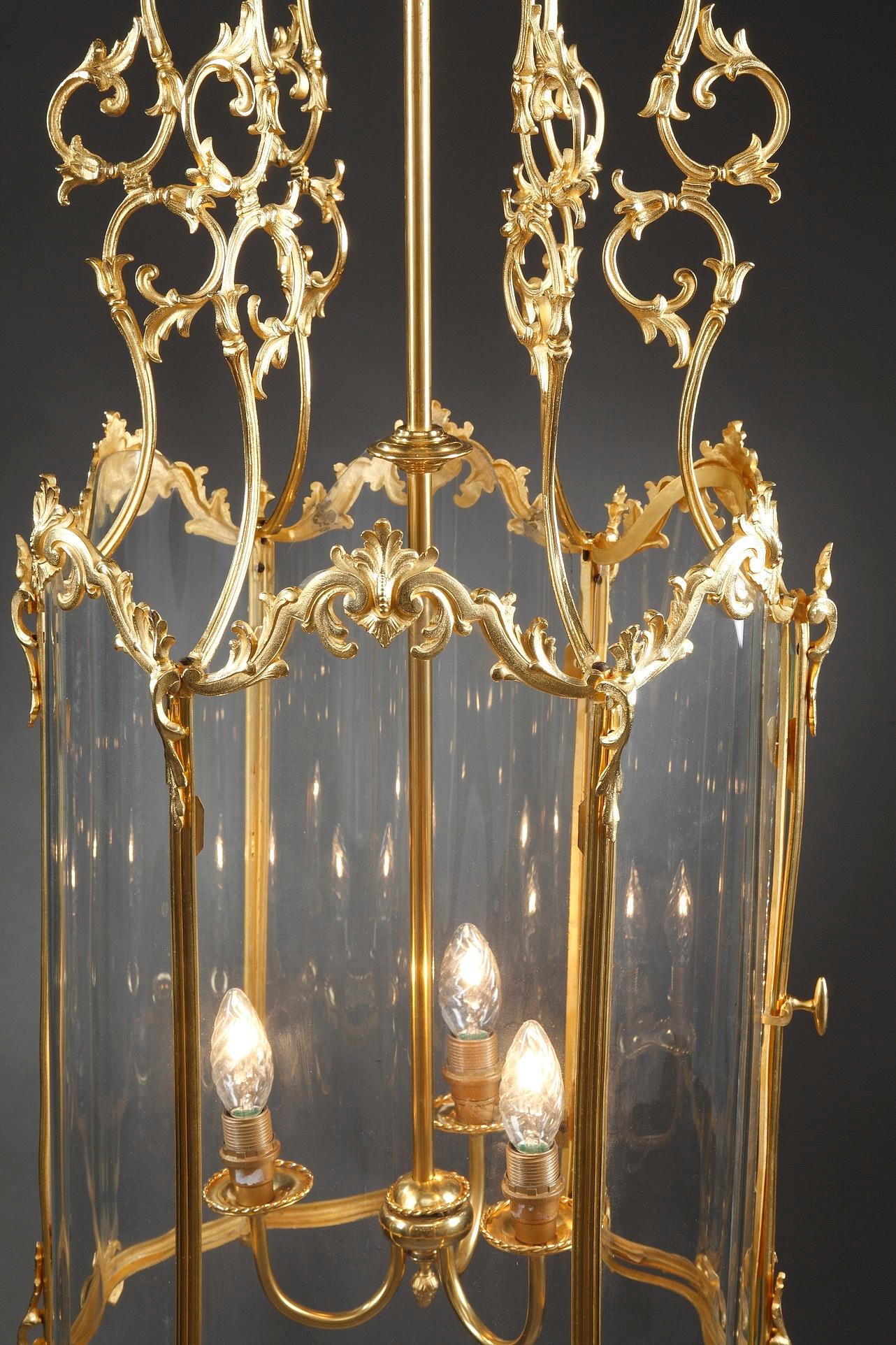 Große Laterne im Louis-XV-Stil des 19. Jahrhunderts (Glas) im Angebot