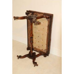 19th Century Large Leather Upholstered Carved Walnut Stool, circa 1860, English