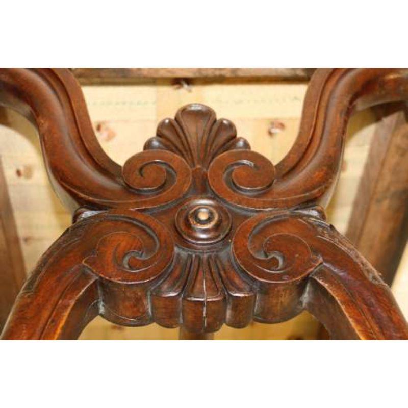 19th Century Large Leather Upholstered Carved Walnut Stool, circa 1860, English In Good Condition In Central England, GB