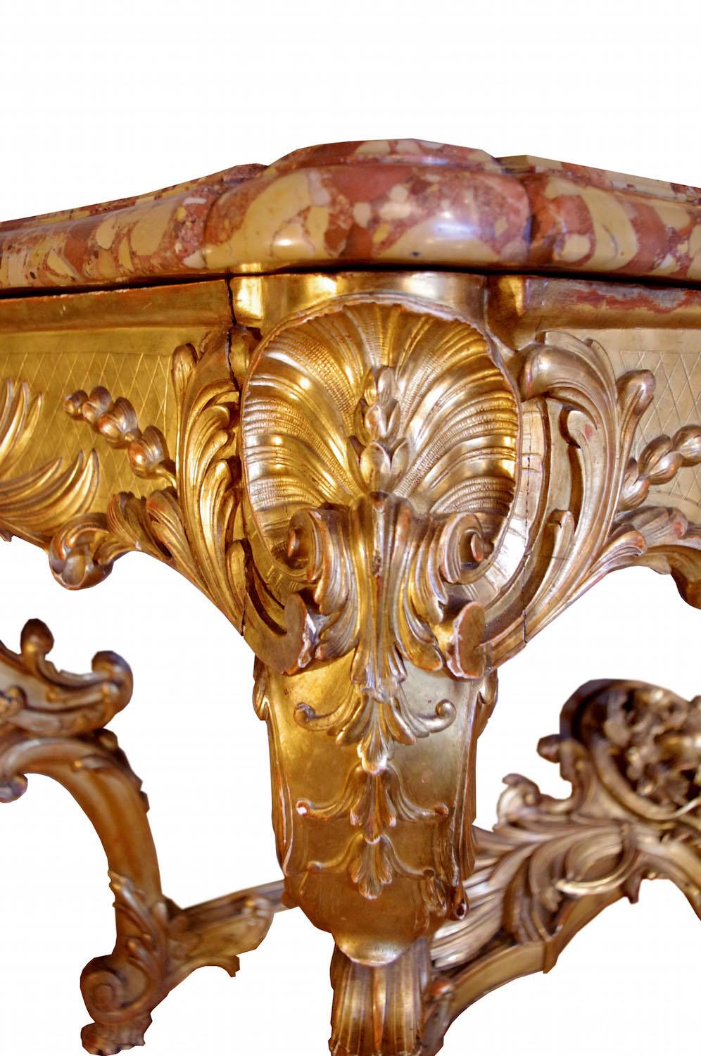 19th Century Large Louis XV Style Console In Excellent Condition In Saint-Ouen, FR