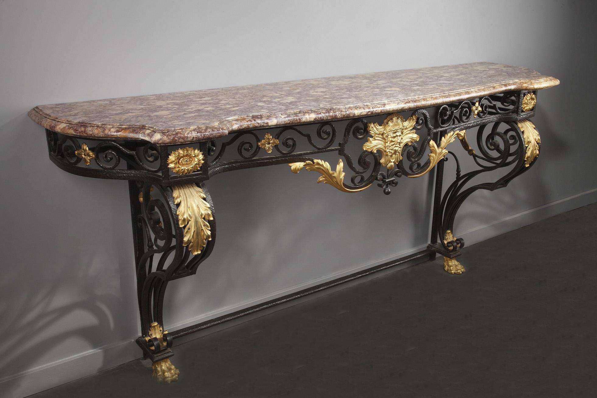 Lacquered 19th Century Large Louis XV-Style Console Table For Sale