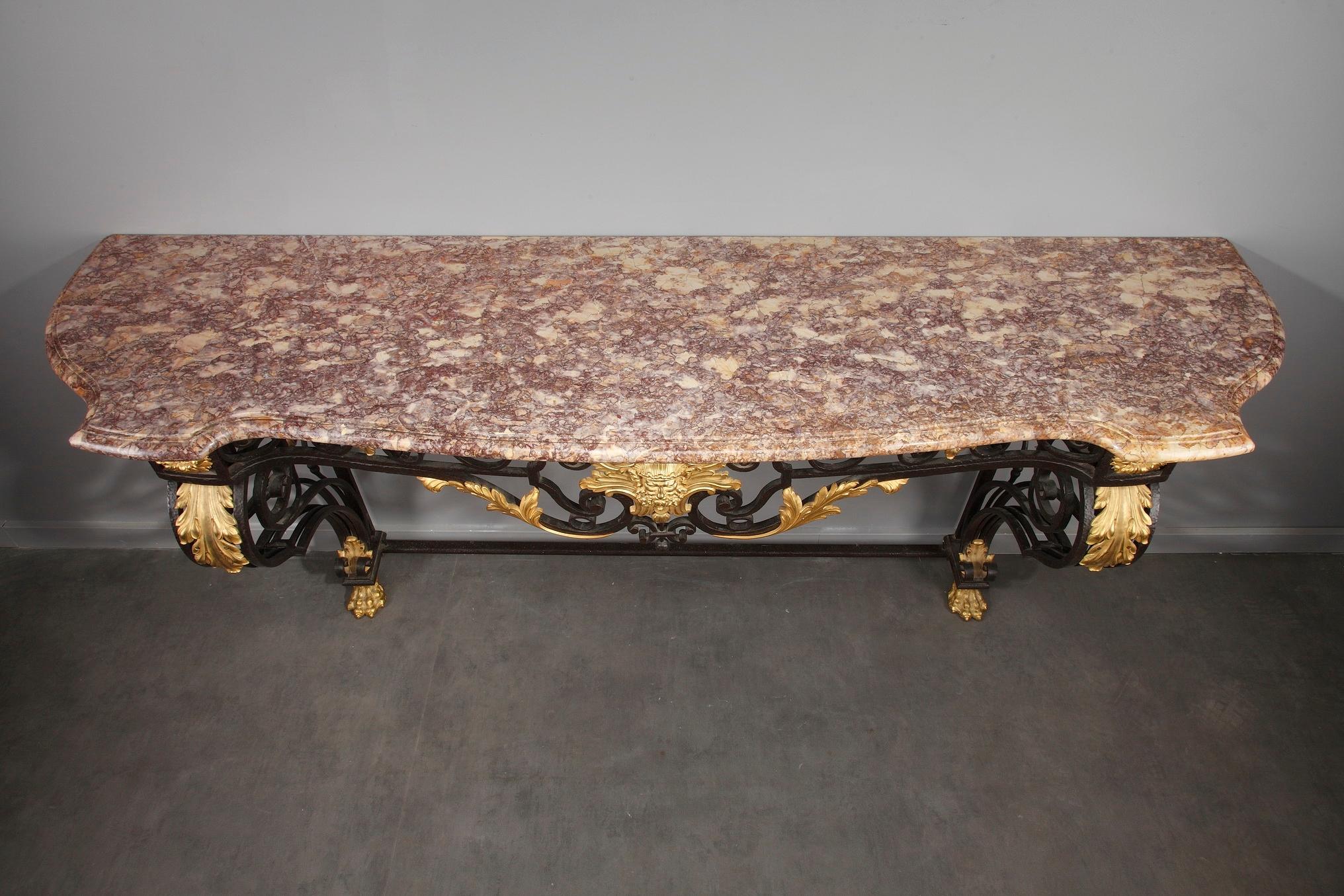 19th Century Large Louis XV-Style Console Table In Good Condition For Sale In Paris, FR