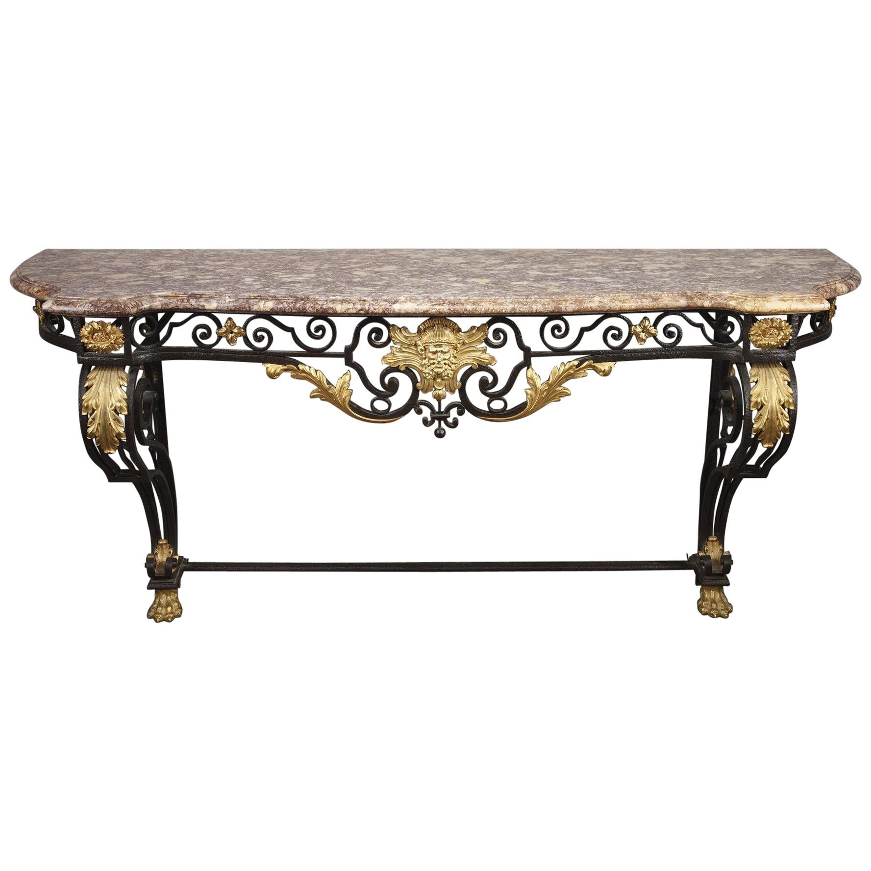 Grande table console de style Louis XV du 19ème siècle