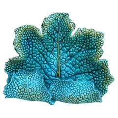19th Century Large Majolica Cabbage Leaf Platter U&C Sarreguemines