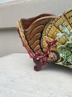 19th Century Large Majolica Shell & Coral Jardiniere Sarreguemines