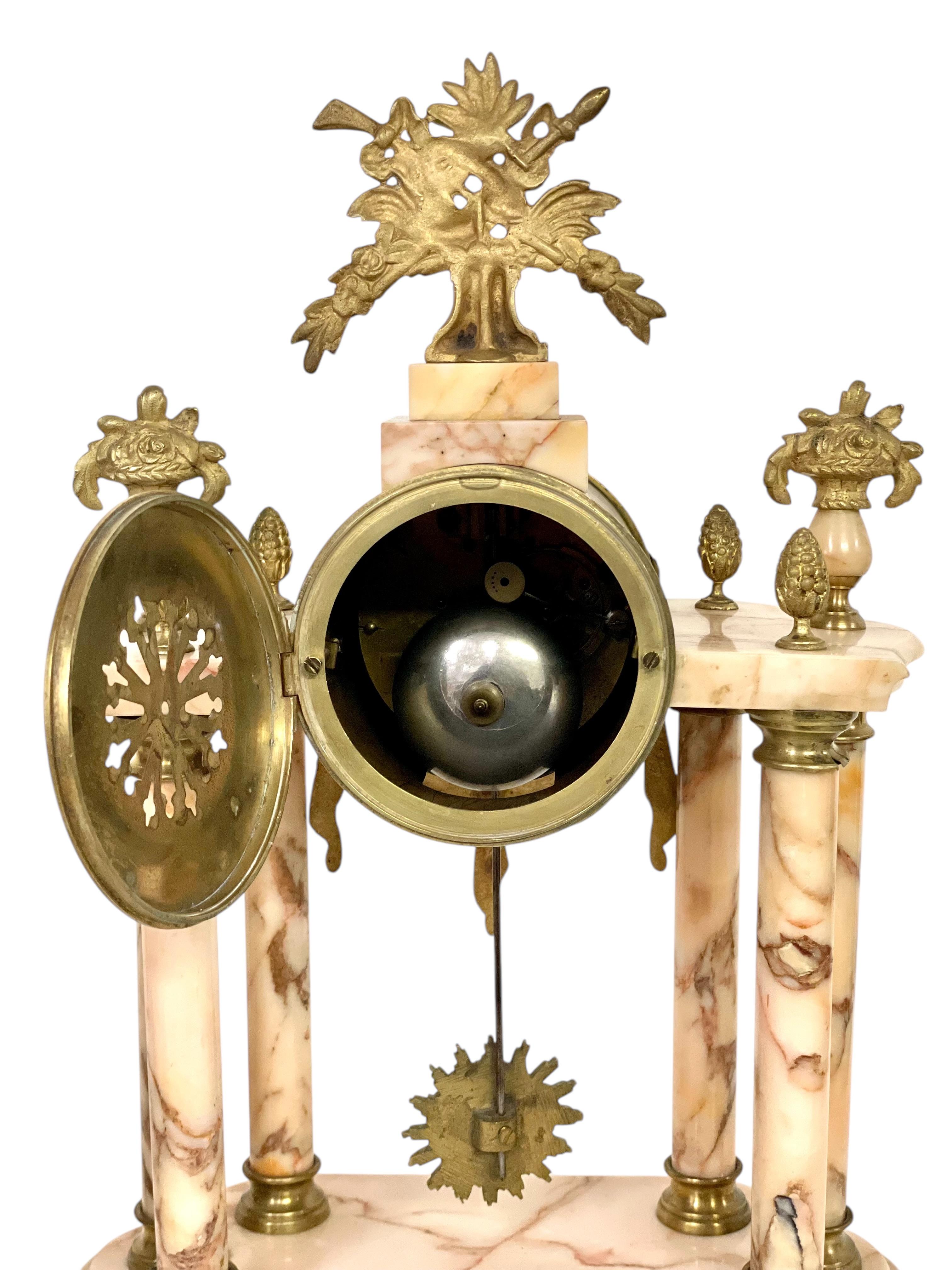 19th Century Large Marble and Ormolu Clock Garniture For Sale 6