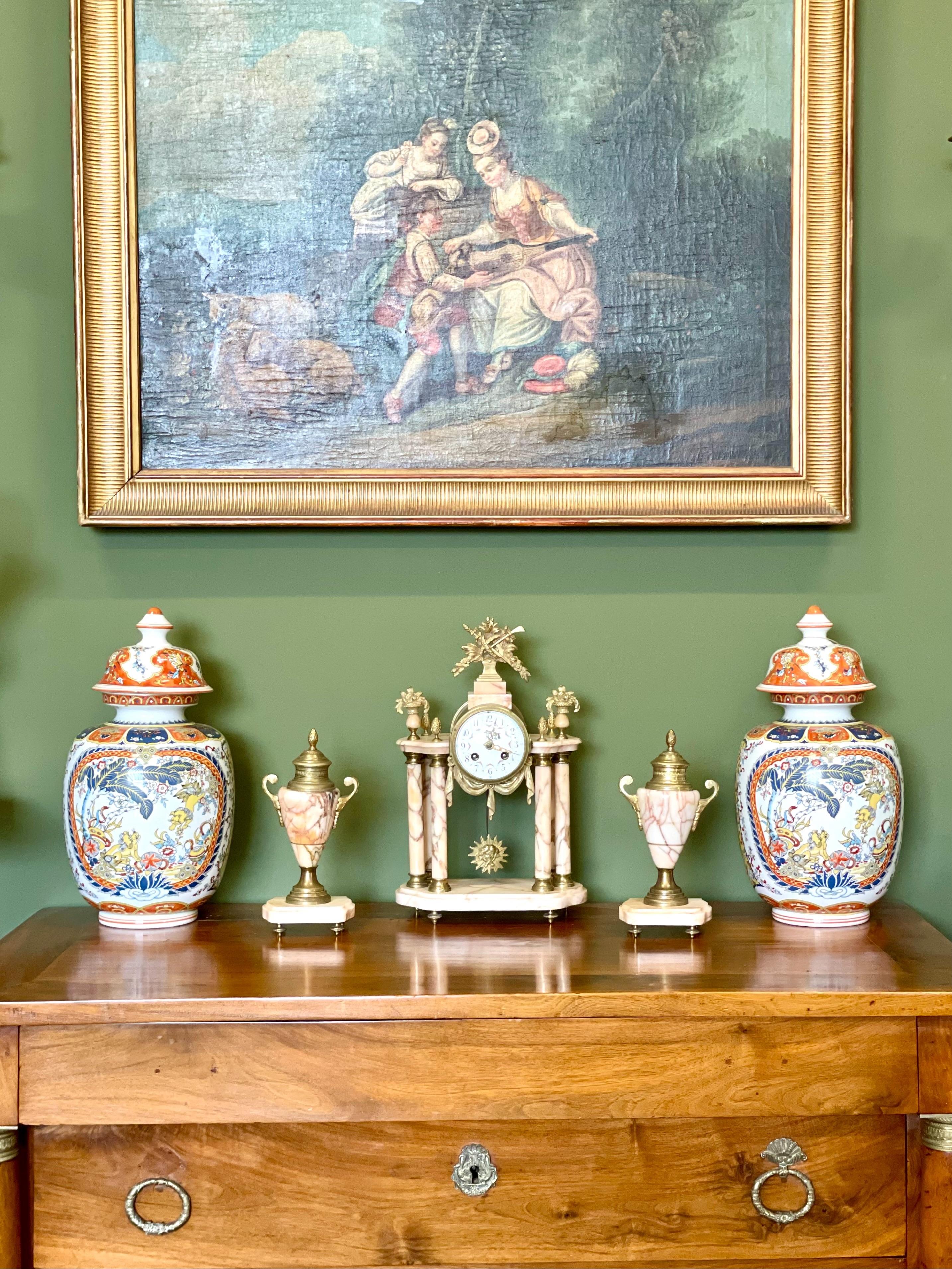 19th Century Large Marble and Ormolu Clock Garniture For Sale 13