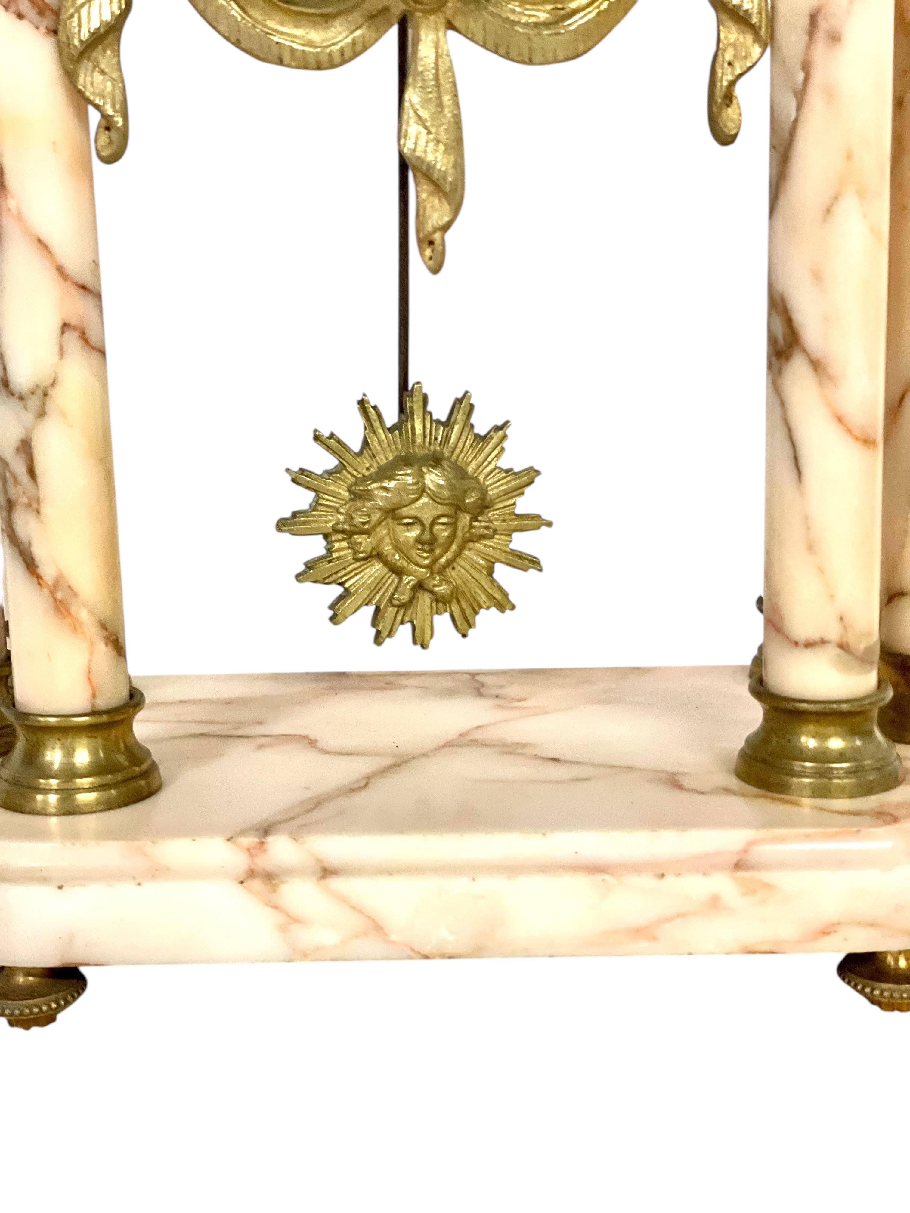 Bronze 19th Century Large Marble and Ormolu Clock Garniture For Sale