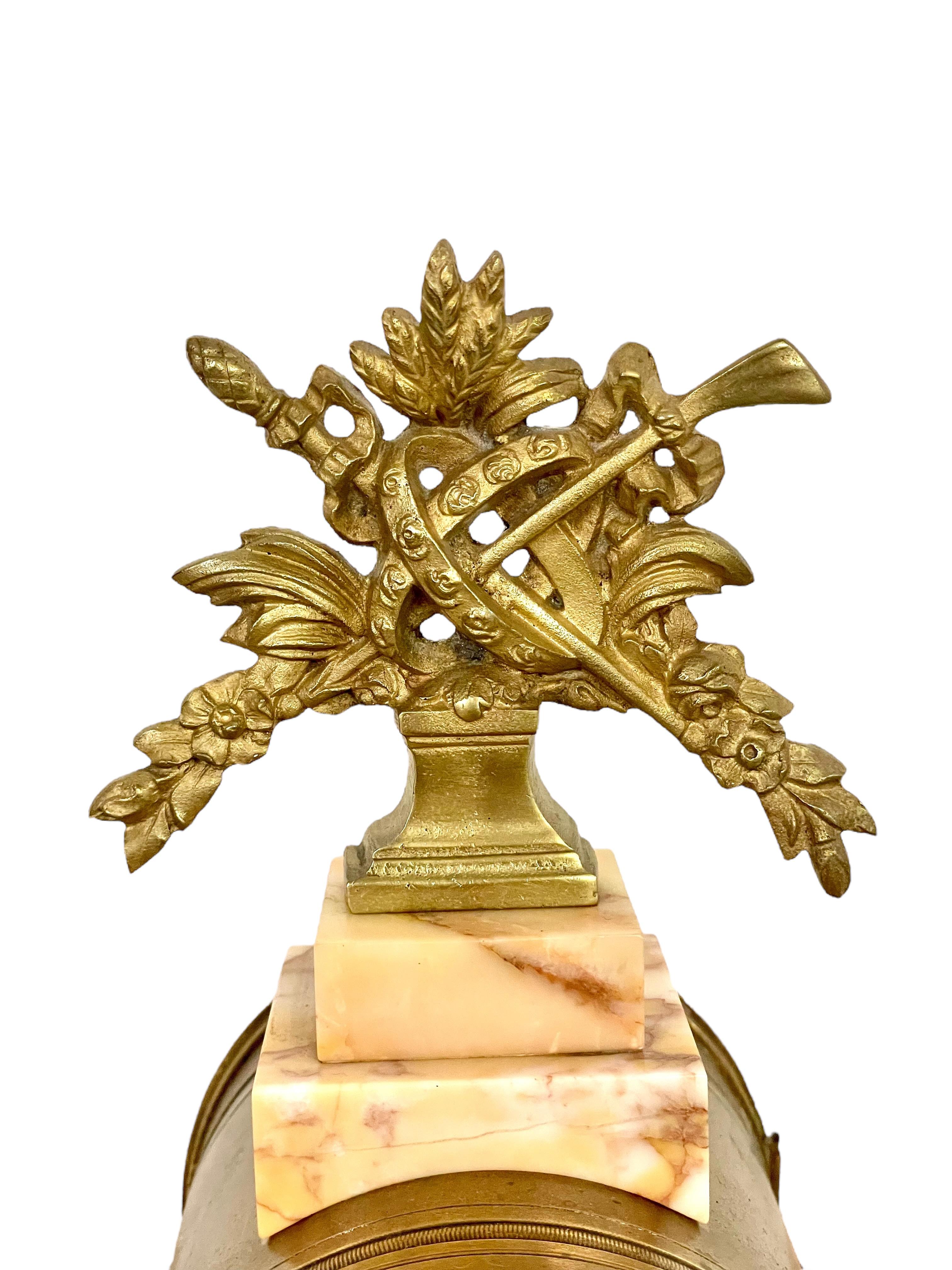 19th Century Large Marble and Ormolu Clock Garniture For Sale 1