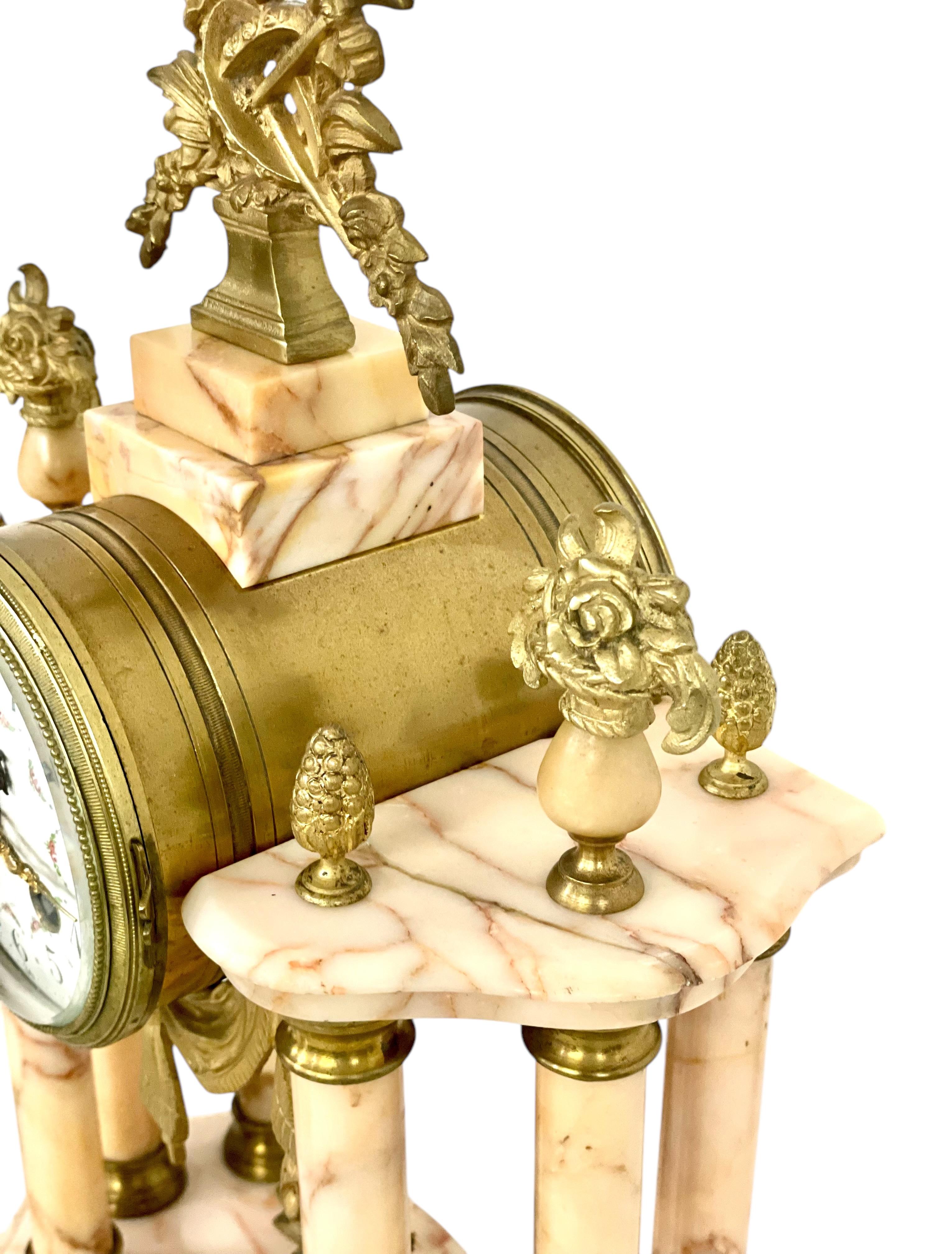19th Century Large Marble and Ormolu Clock Garniture For Sale 2
