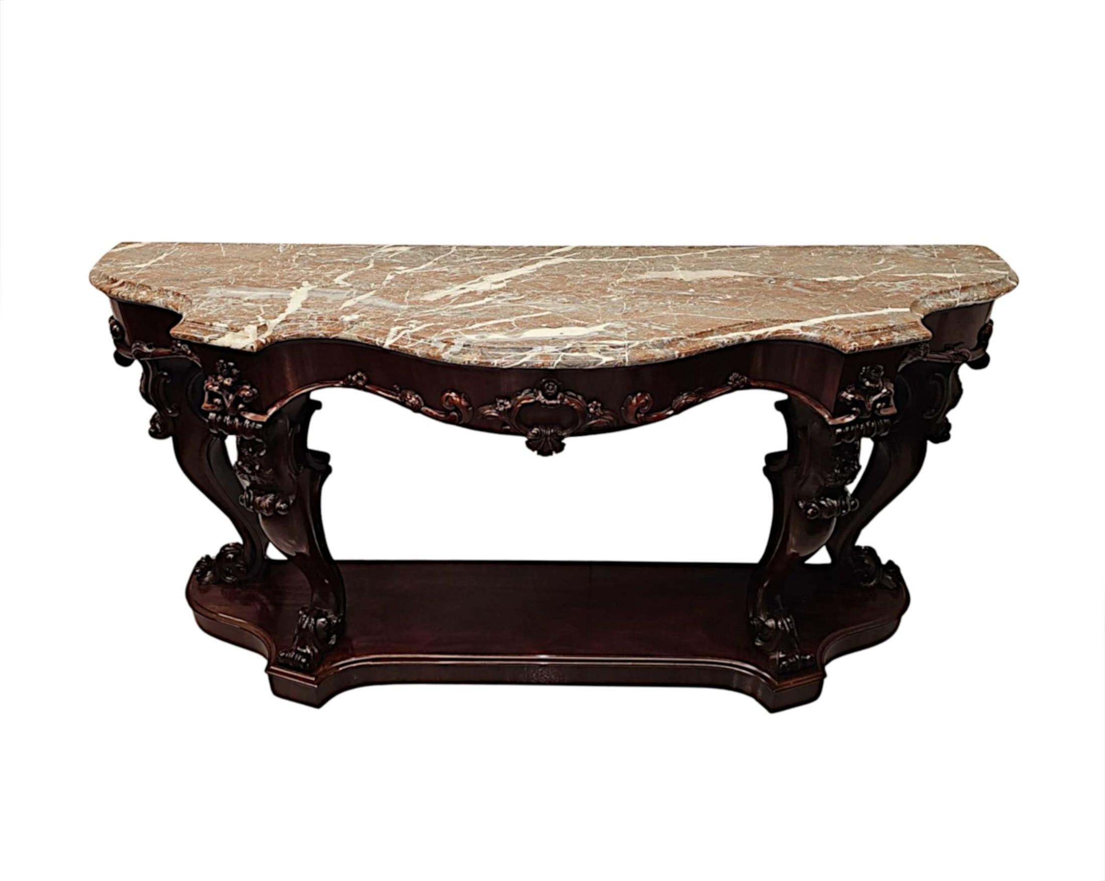 English 19th Century Large Marble Top Console Table For Sale