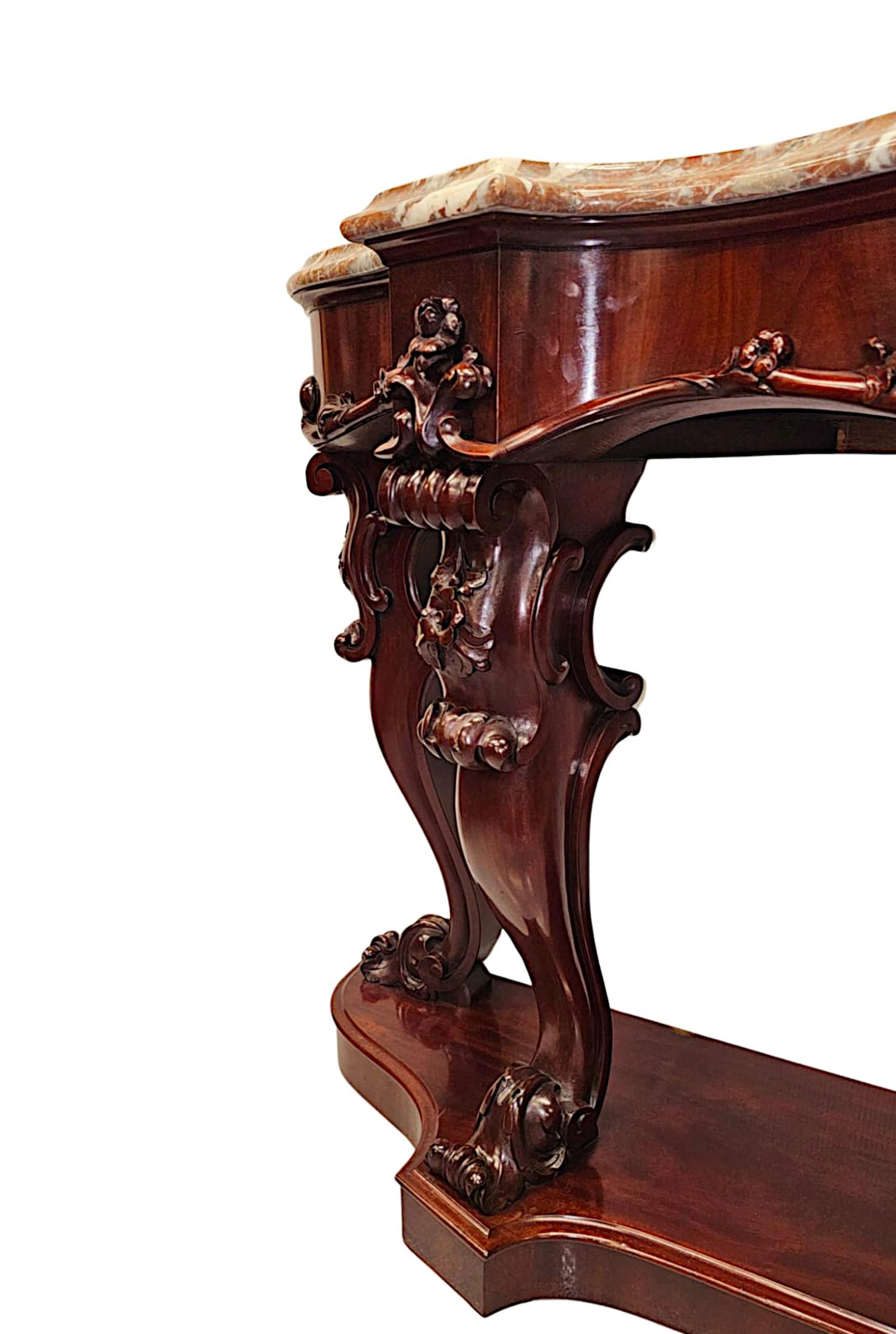 19th Century Large Marble Top Console Table For Sale 5