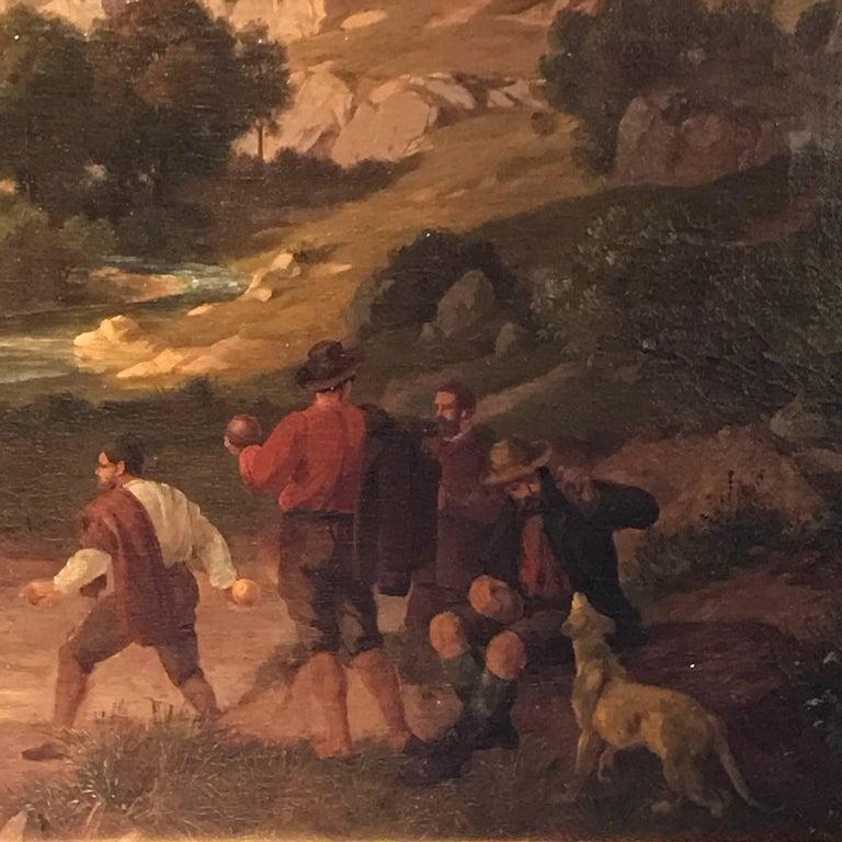 Große Berglandschaft mit Dorf aus dem 19. Jahrhundert von German Ed Cohen 1866 (Geschnitzt) im Angebot