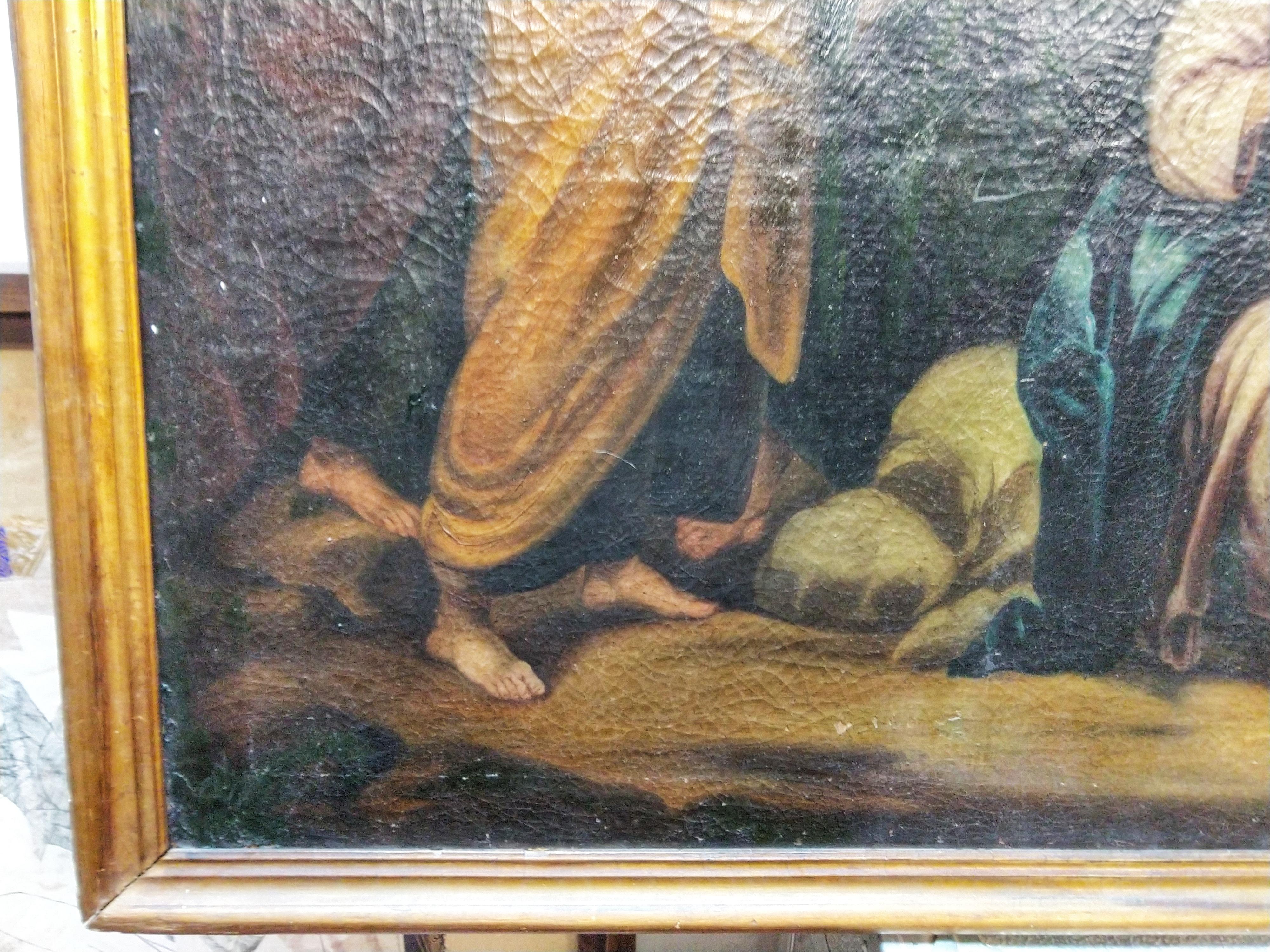Baroque 19th Century Large Oil on Canvas Copy of Murillo Feeding the Multitude Scene For Sale