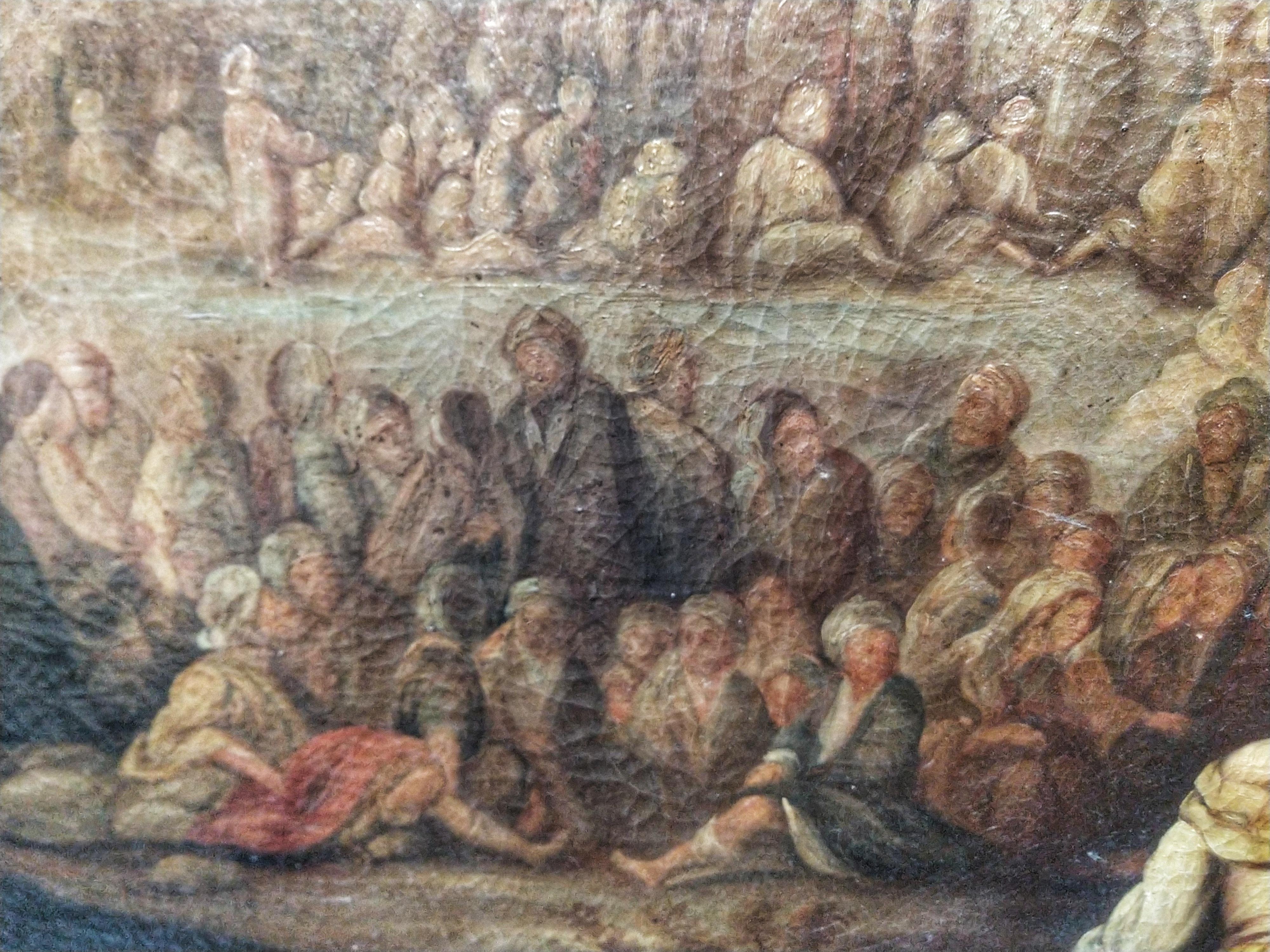 19th Century Large Oil on Canvas Copy of Murillo Feeding the Multitude Scene In Good Condition For Sale In Toledo, Castilla La Mancha