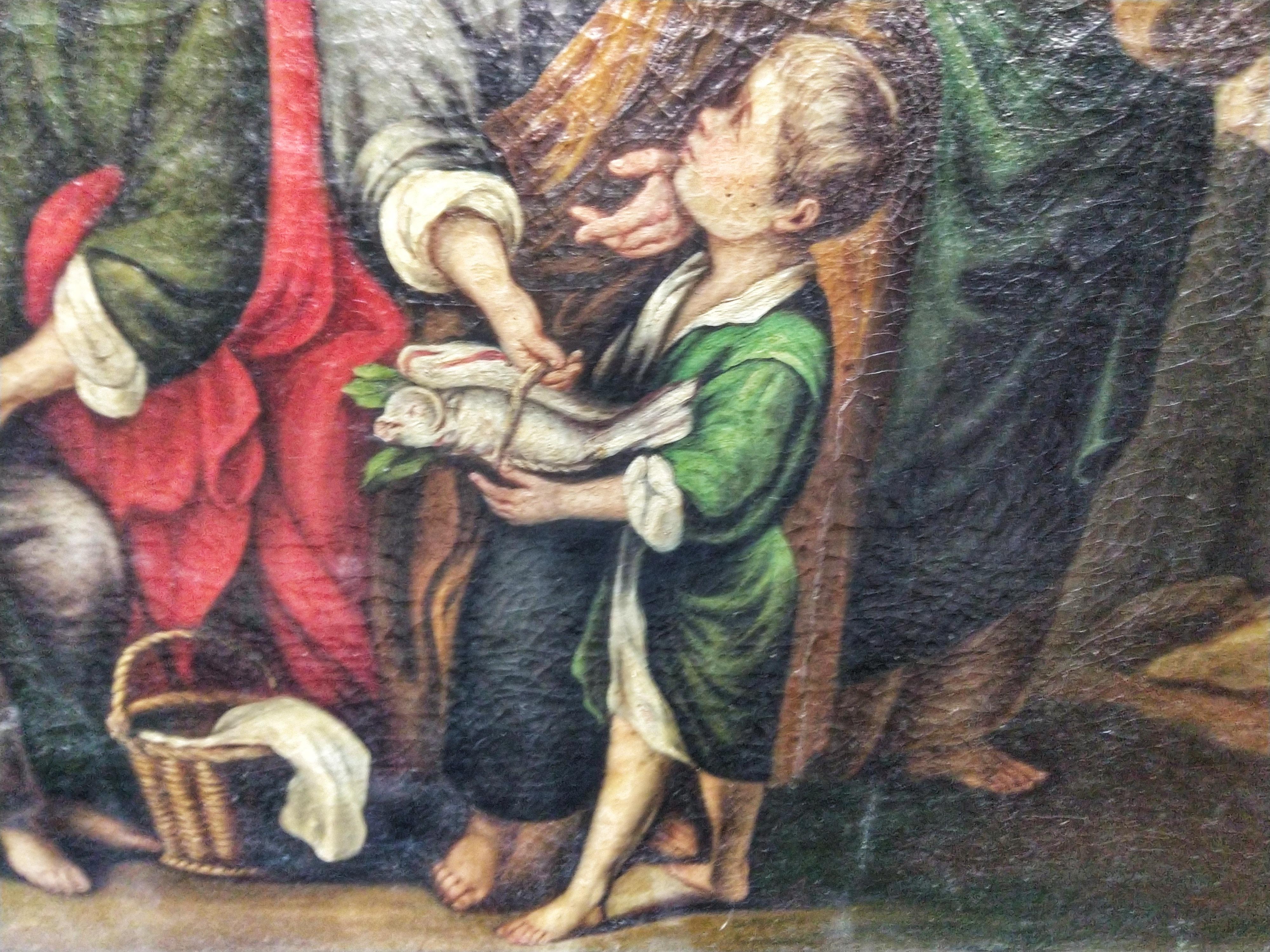19th Century Large Oil on Canvas Copy of Murillo Feeding the Multitude Scene For Sale 3
