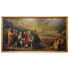 19th Century Large Oil on Canvas Copy of Murillo Feeding the Multitude Scene